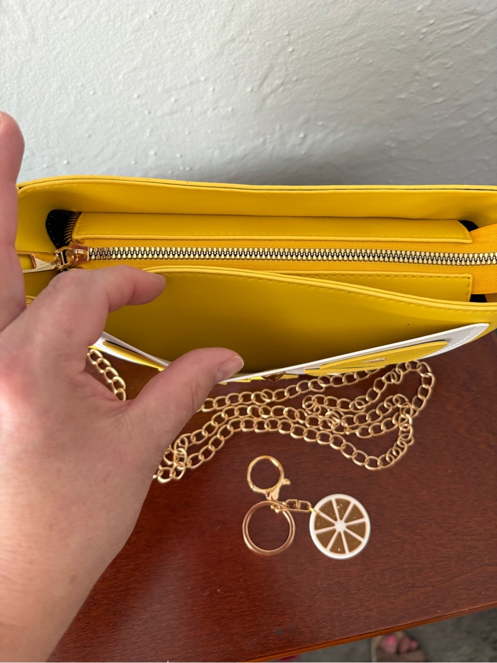 Yellow Lemon Slice Crossbody with FREE Lemon Slice Keychain/Purse Charm - Picture 8 of 10